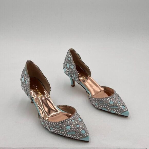 XYD Women's Pumps, Elegant Pointed Toe, D'Orsay Kitten Low Heels, Rhinestone Stu - Picture 1 of 7